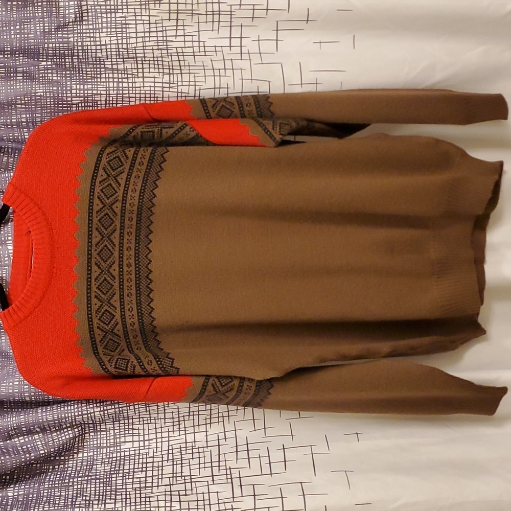 Obermeyer Vintage Brown Red Wool Blend Ski Sweater